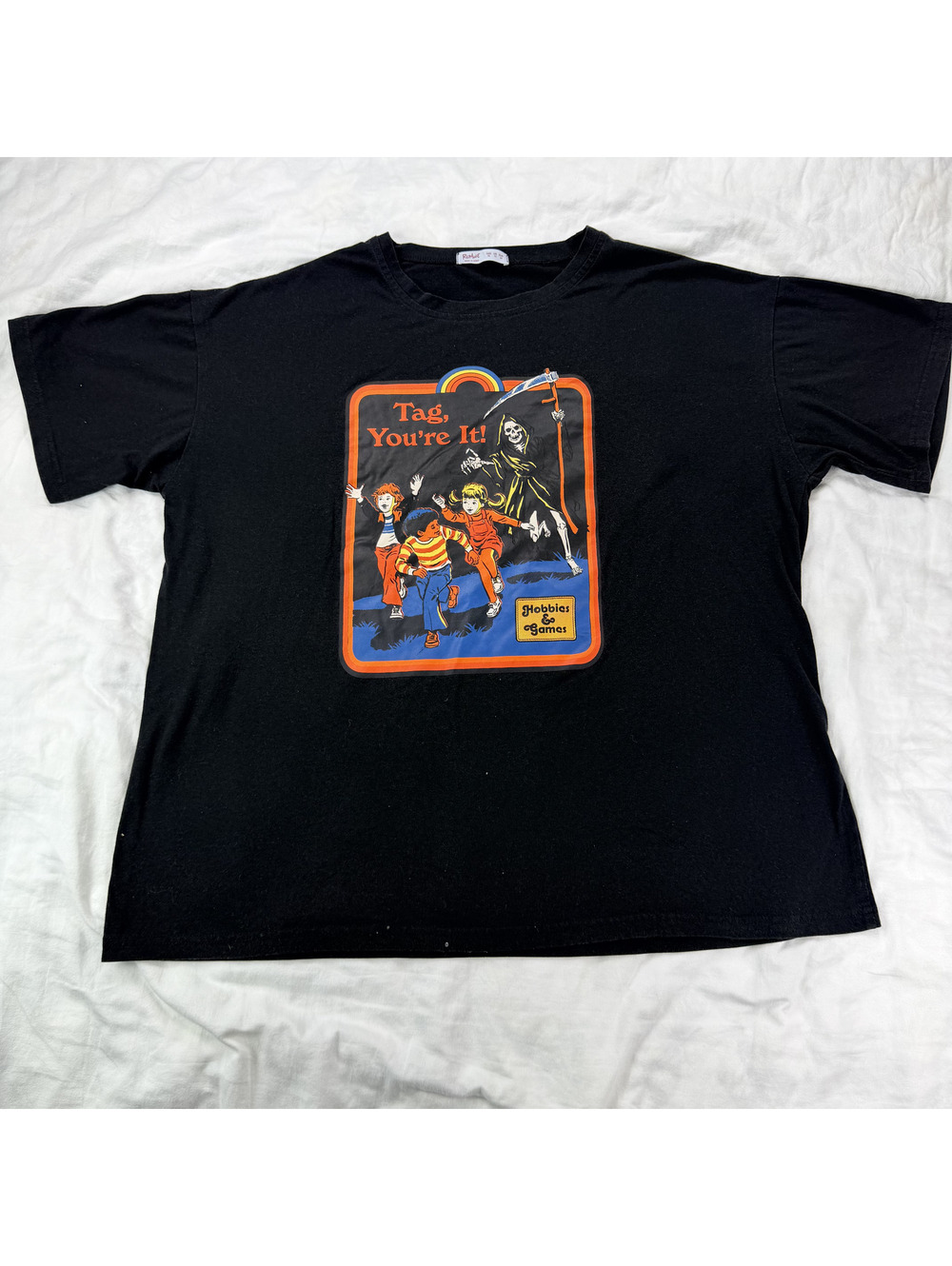 ROMWE Steven Rhodes Tag You're It Grim Reaper Hobbies Games Graphic Tee XL Black